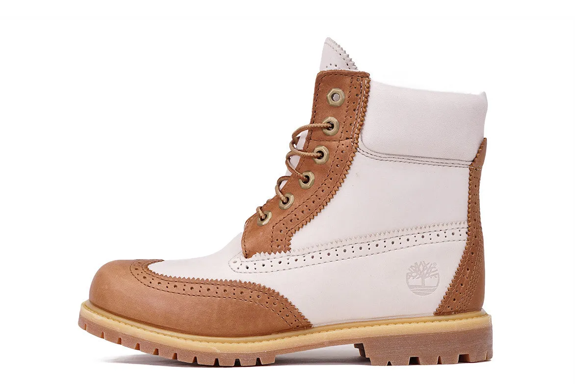 6" PREMIUM BROGUE WATERPROOF BOOT (WMNS) - TAN / OFF WHITE