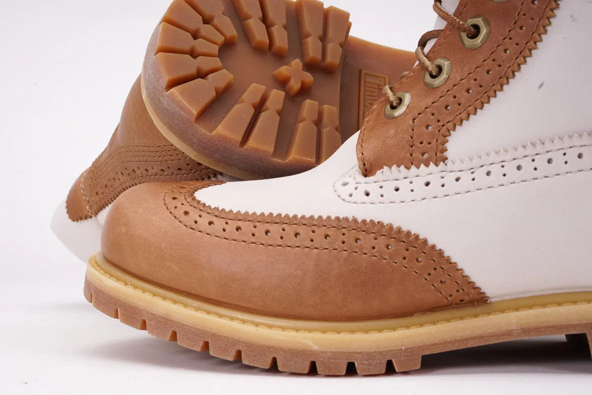 6" PREMIUM BROGUE WATERPROOF BOOT (WMNS) - TAN / OFF WHITE