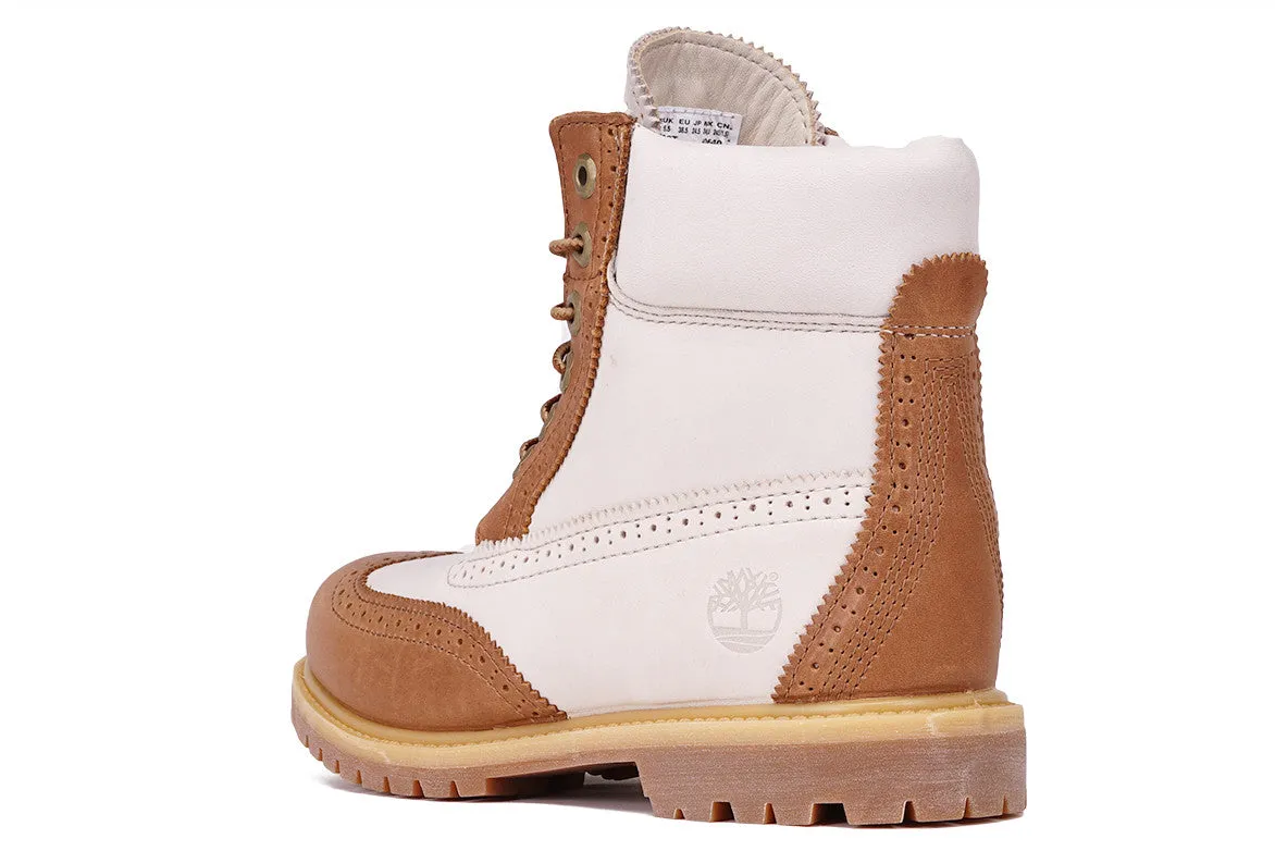 6" PREMIUM BROGUE WATERPROOF BOOT (WMNS) - TAN / OFF WHITE