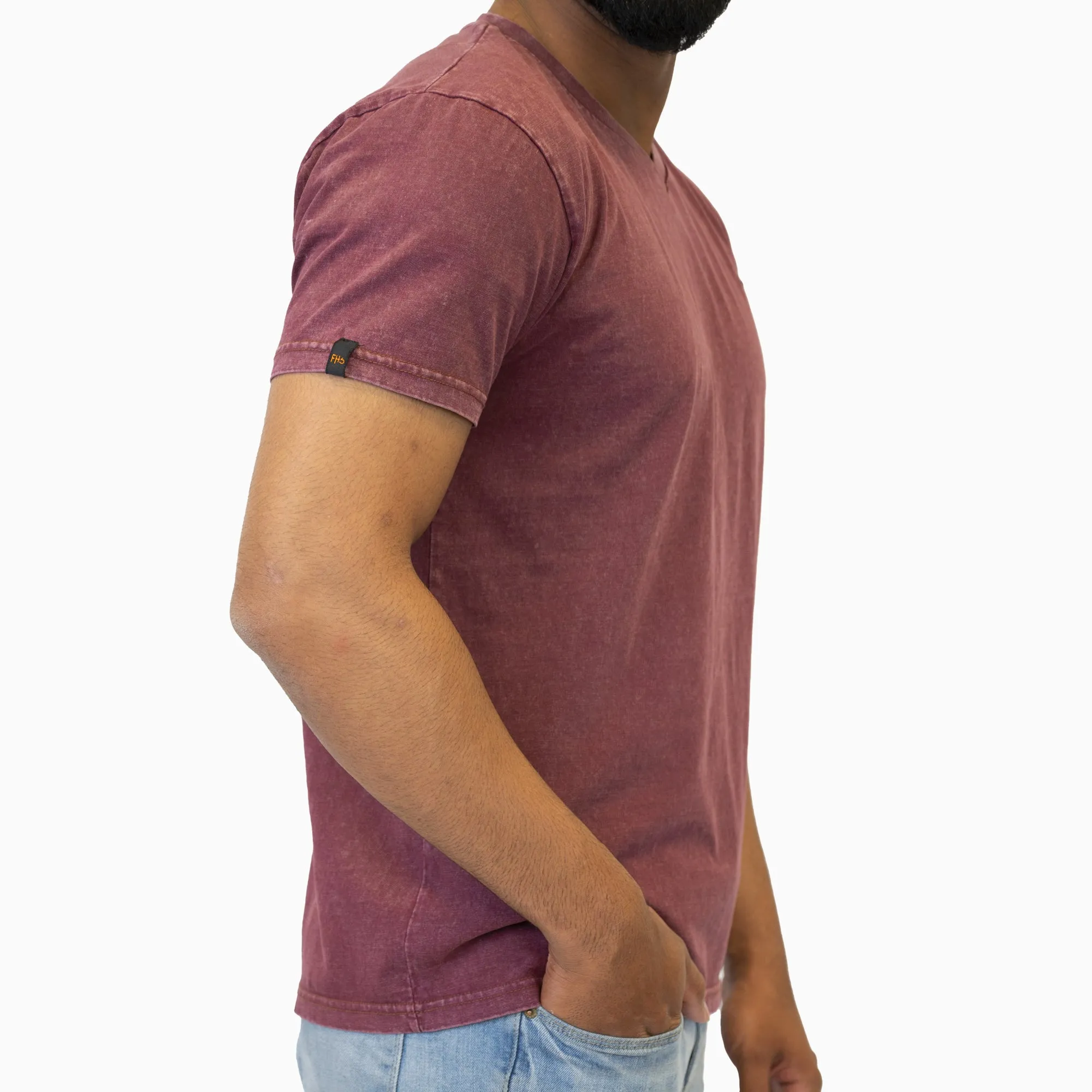 Acid Wash Brown V-Neck