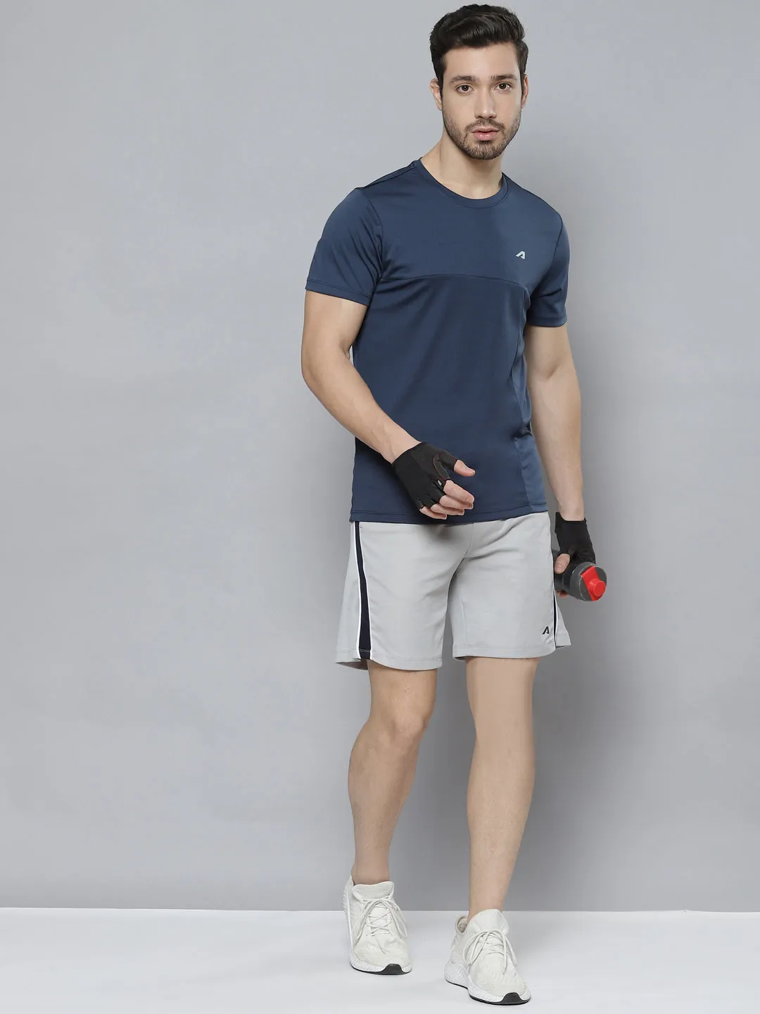 Alcis Men Grey Melange Solid Shorts