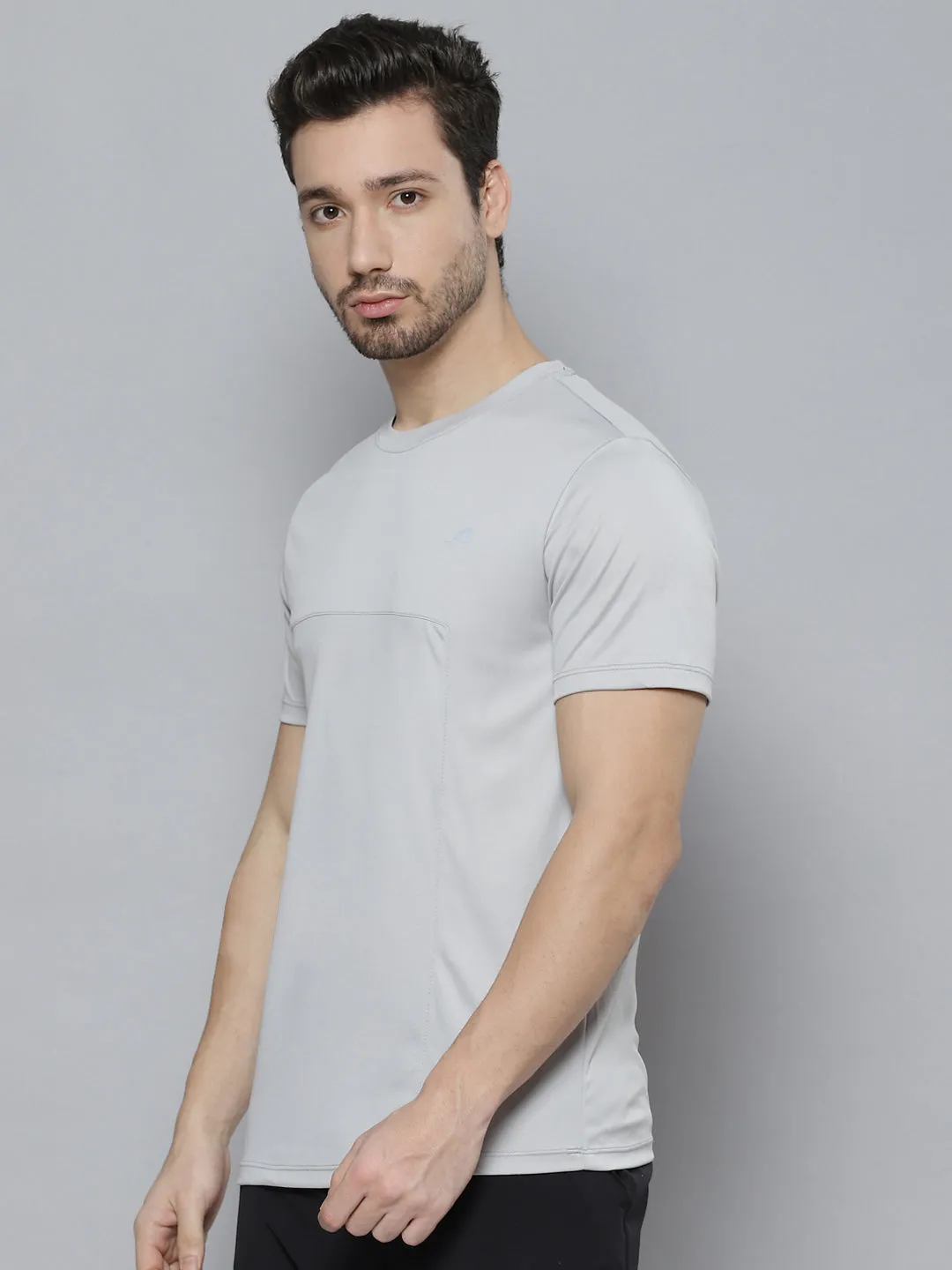 Alcis Men Grey Solid T-shirt