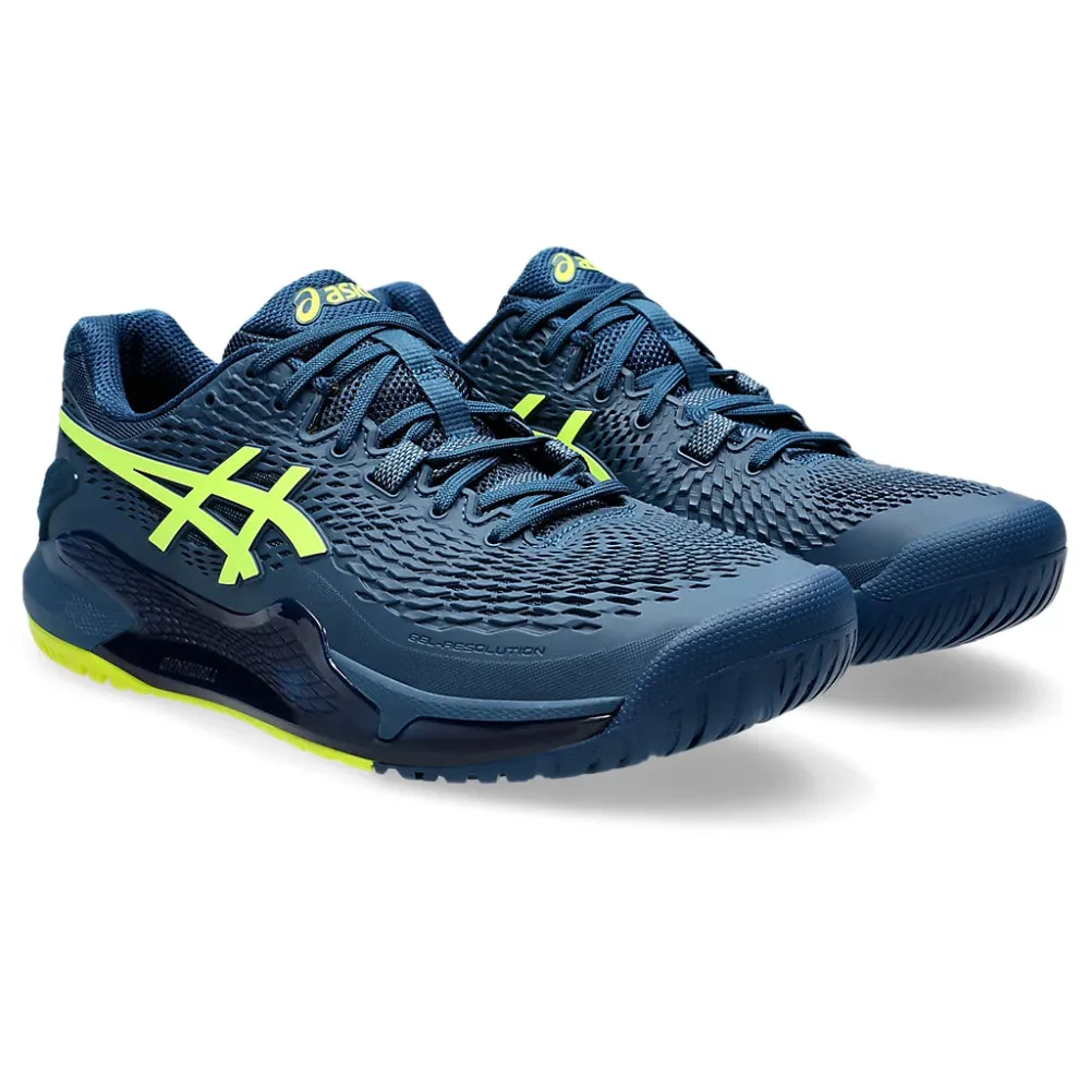 ASICS Men's Gel-Resolution 9 Tennis Shoe (Mako Blue/Safety Yellow)