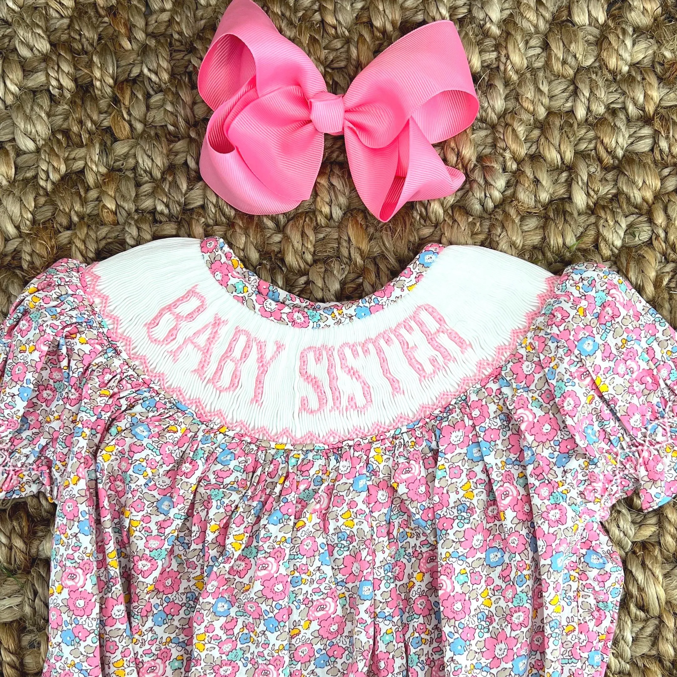 Baby Sister Smocked Floral Romper