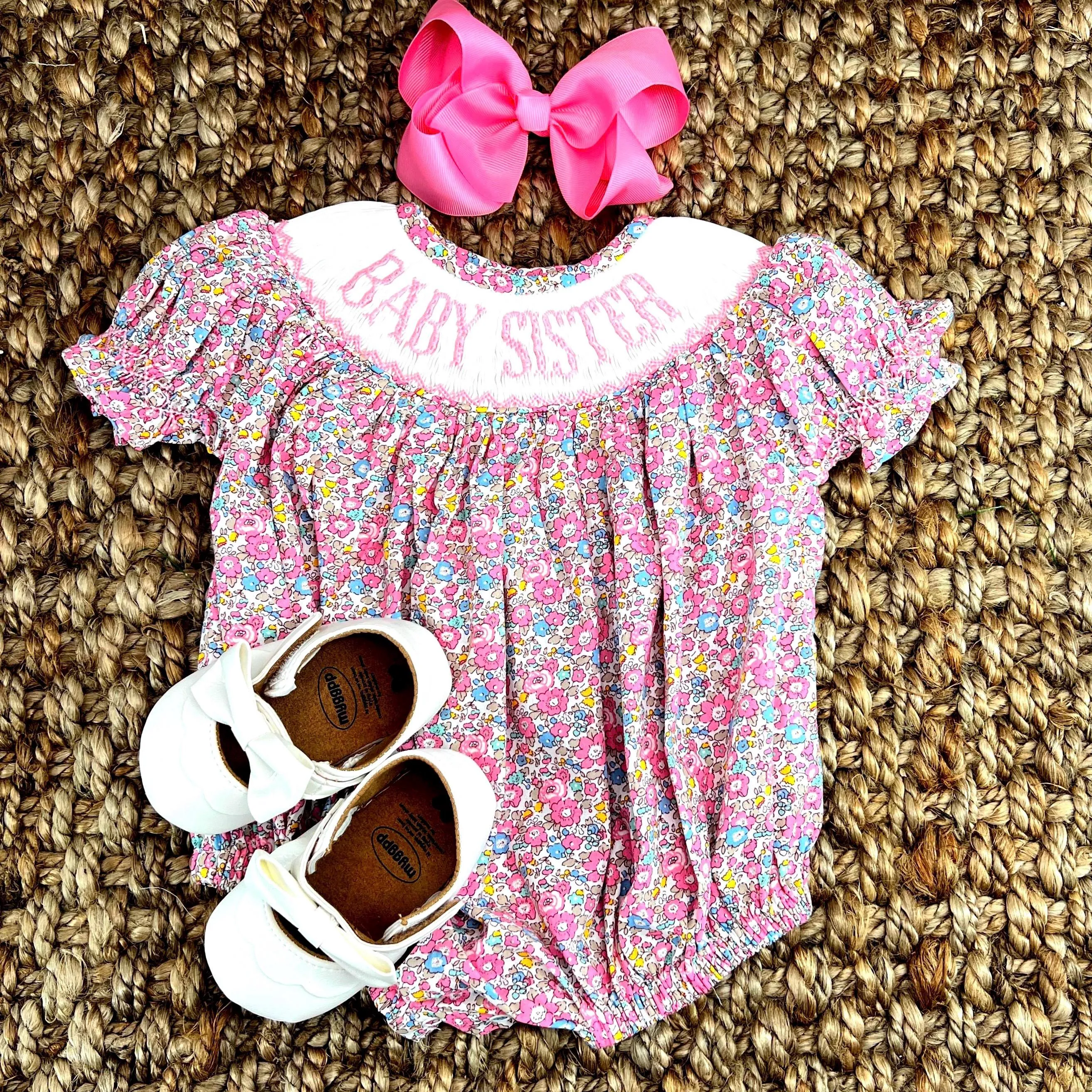 Baby Sister Smocked Floral Romper