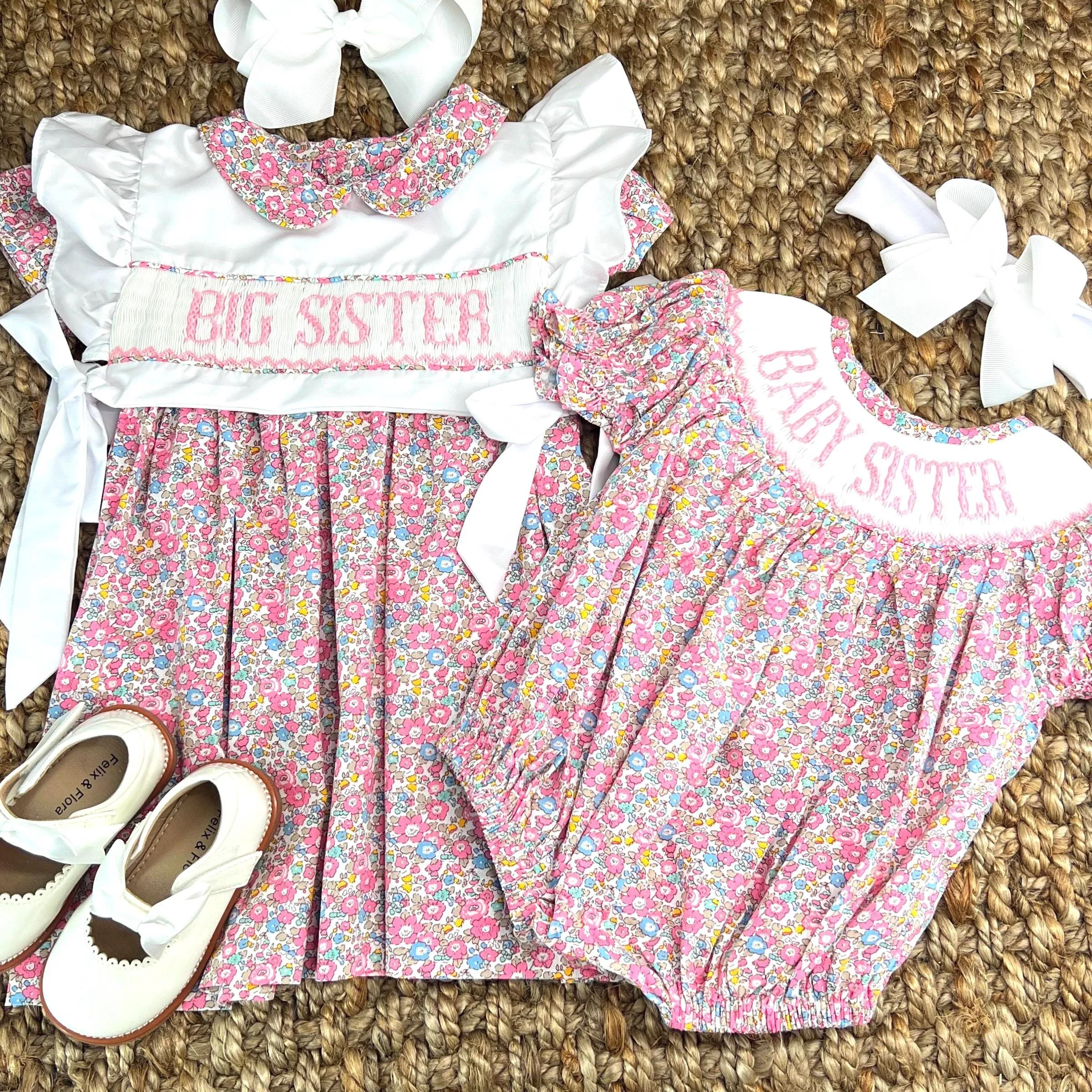 Baby Sister Smocked Floral Romper