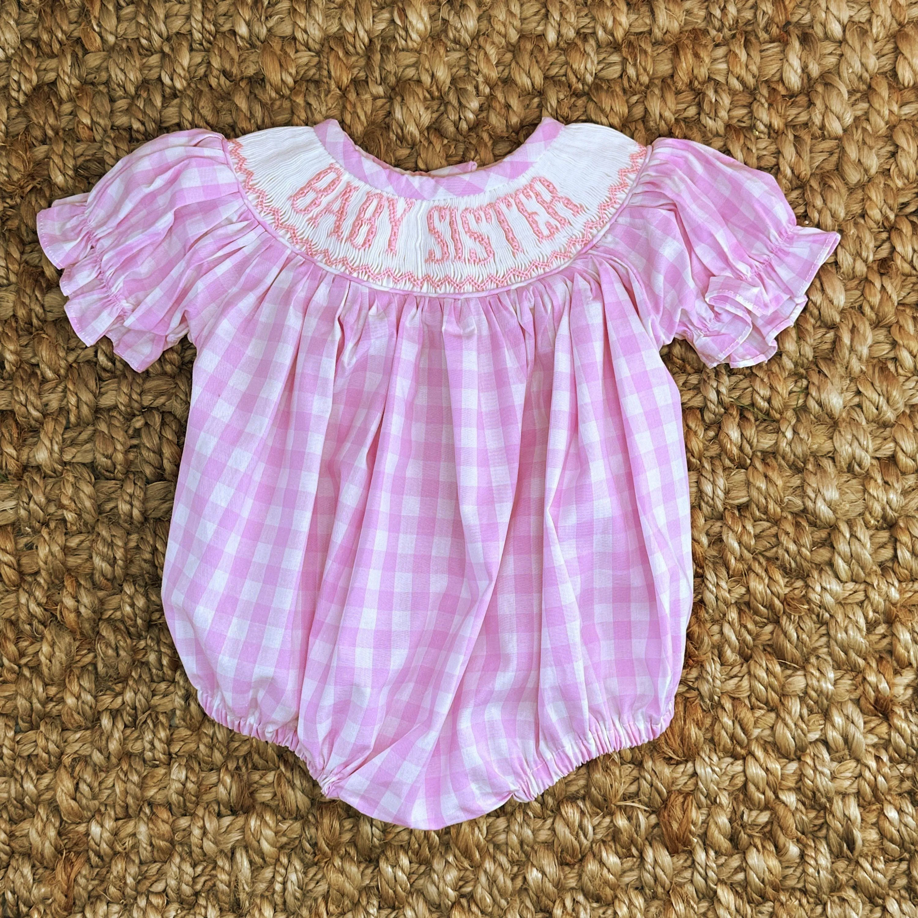 Baby Sister Smocked Gingham Romper