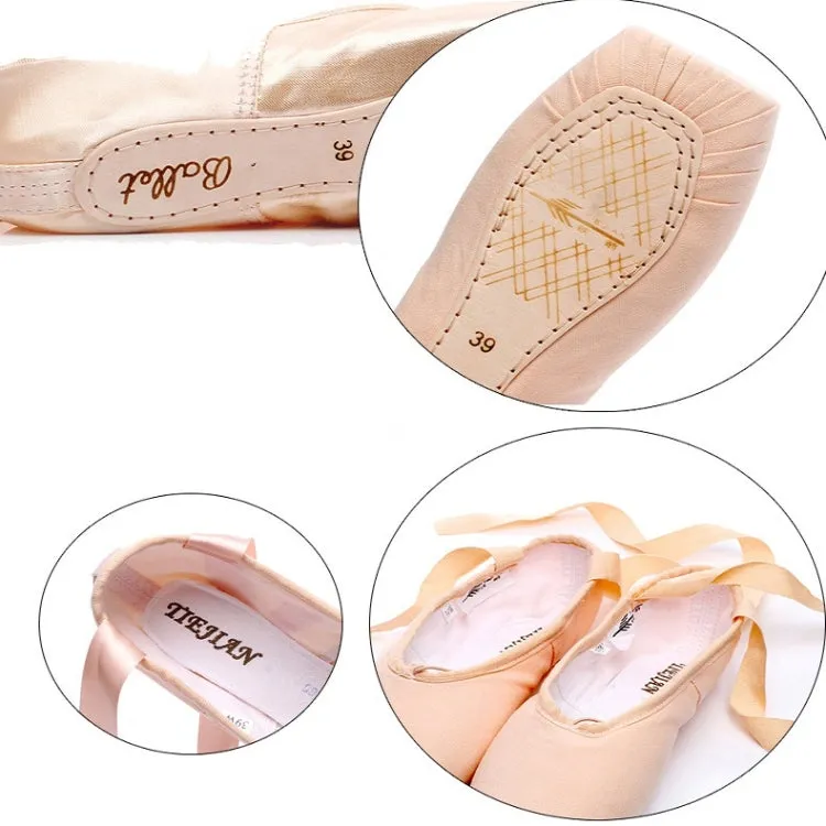 Ballet Lace Pointe Shoes Professional Flat Dance Shoes, Size: 39(Canvas   Silicone Case)