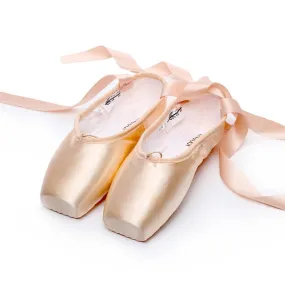 Ballet Lace Pointe Shoes Professional Flat Dance Shoes, Size: 40(Satin Nude)