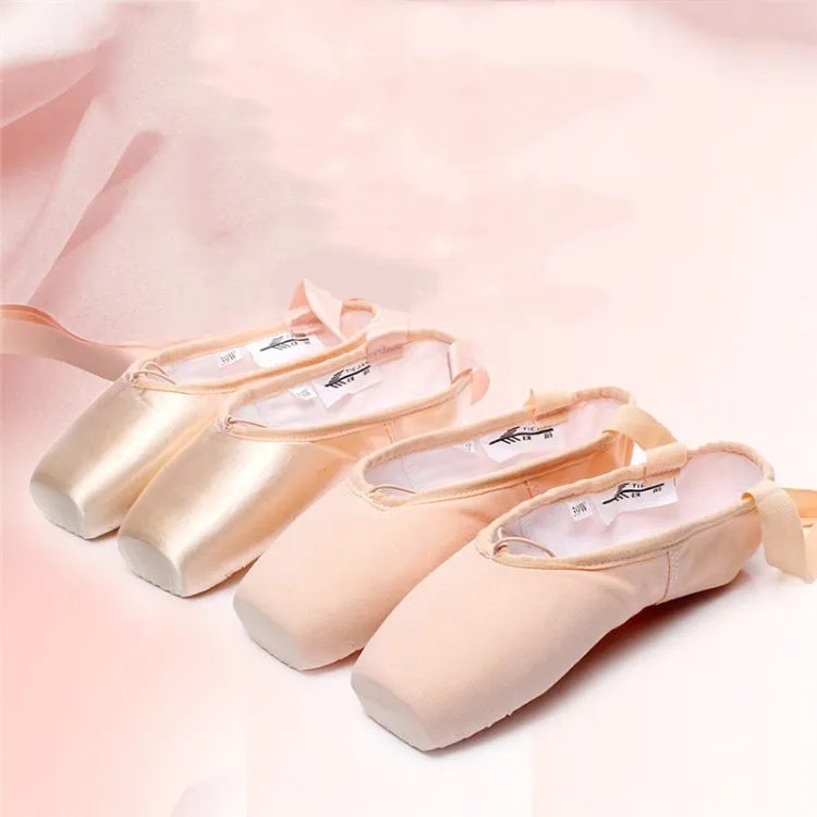 Ballet Lace Pointe Shoes Professional Flat Dance Shoes, Size: 40(Satin Nude)