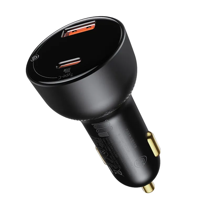 Baseus Supreme Digital Display PPS 100W Dual Quick Charger Car Charger   100W Cable (TZCCZX-01)