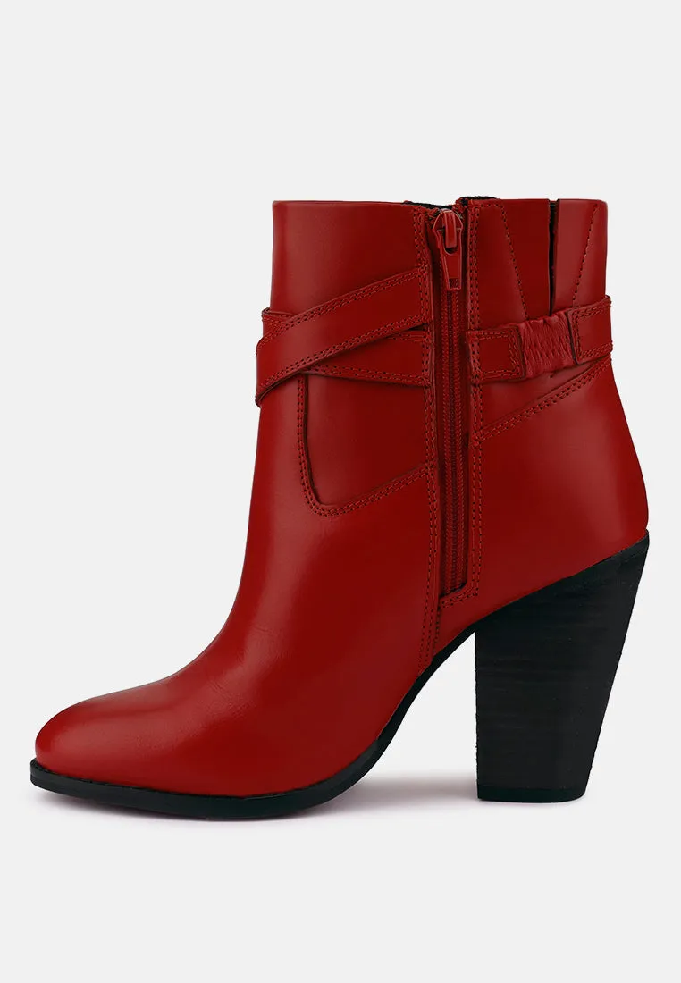 CAT-TRACK Red Leather Ankle Boots