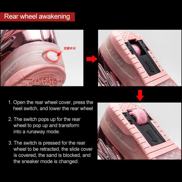 CD03 LED Double Wheel Wing Roller Skating Shoes, Size : 39(Pink)