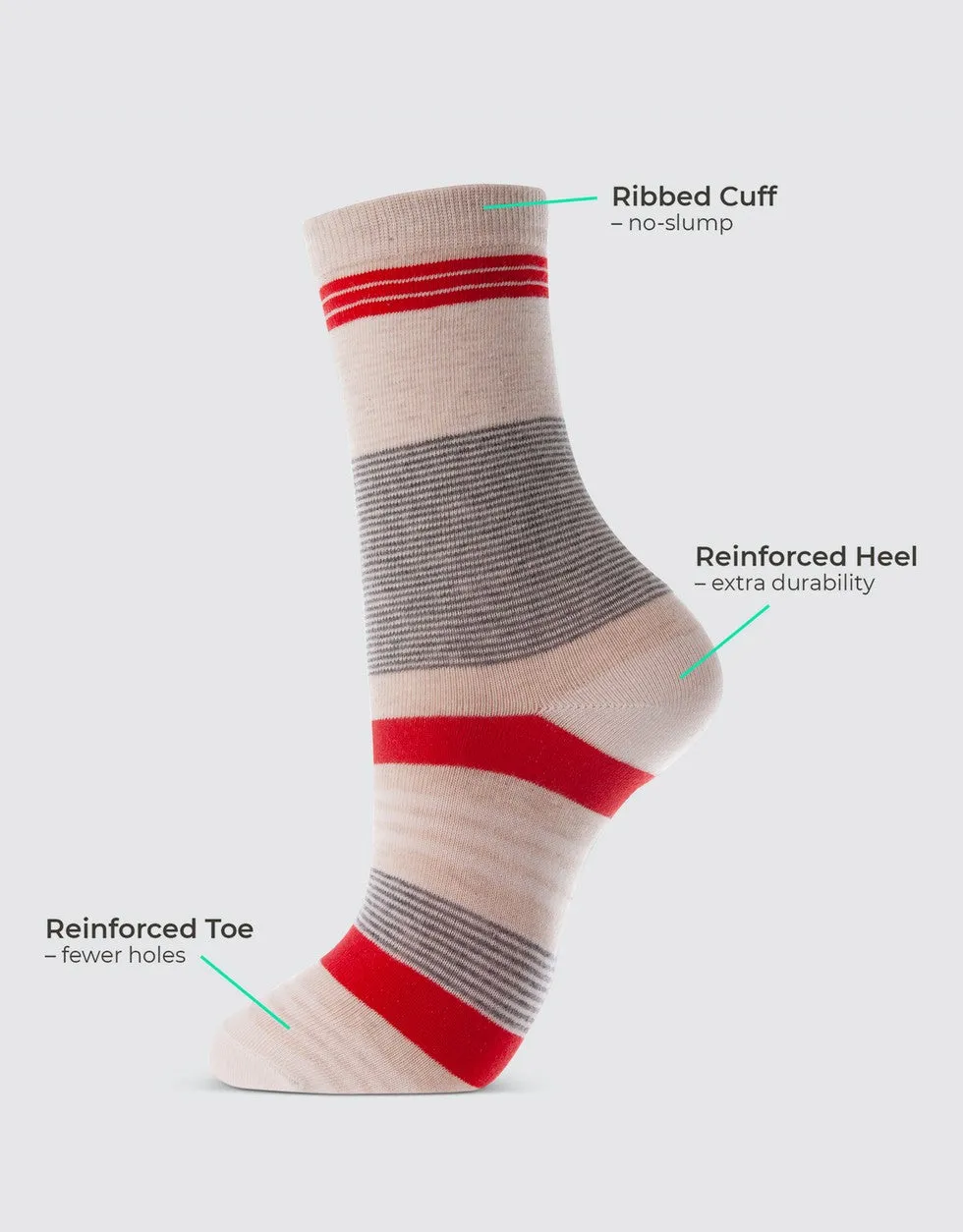 Crimson Breeze Crew Socks 6 Pack