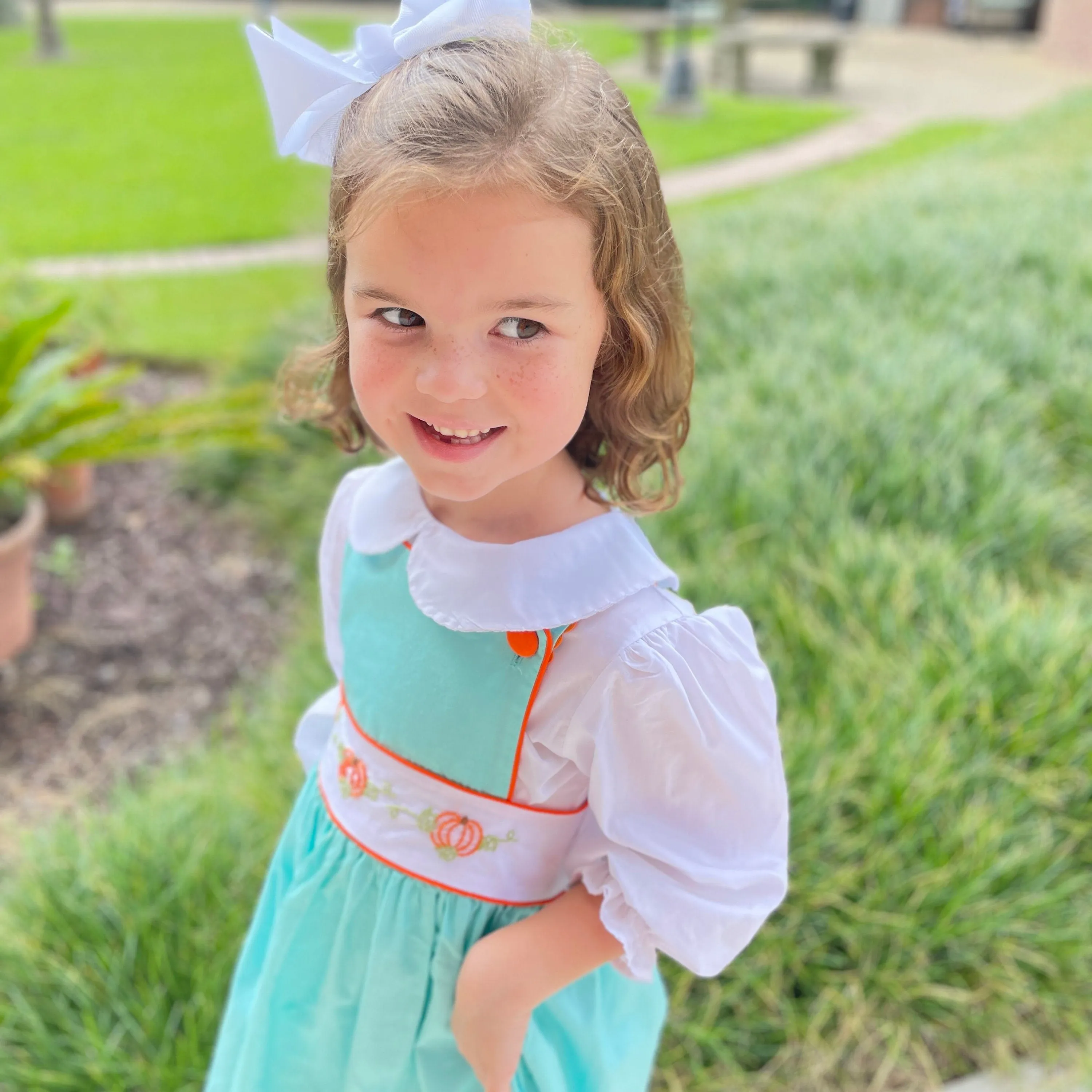 Embroidered Pumpkin Apron Dress