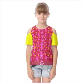 Floral Wear Kids Cold Shoulder T-shirt With Ruffle Sleeves