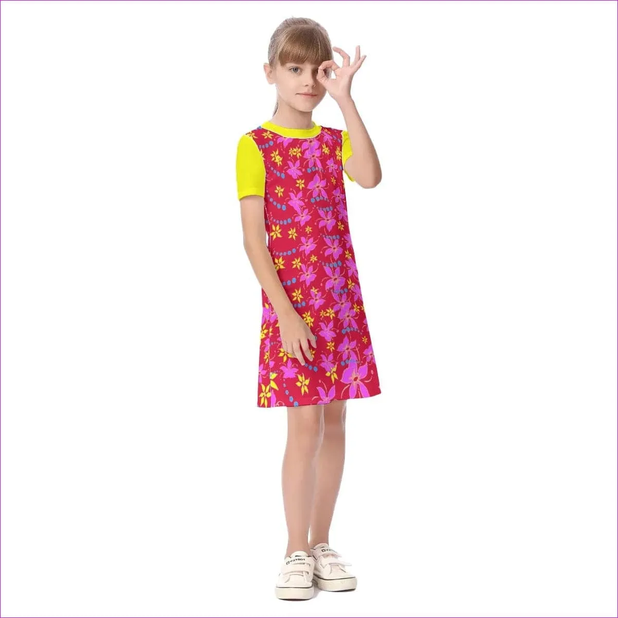 Floral Wear Kids Girls Short Sleeve Dress