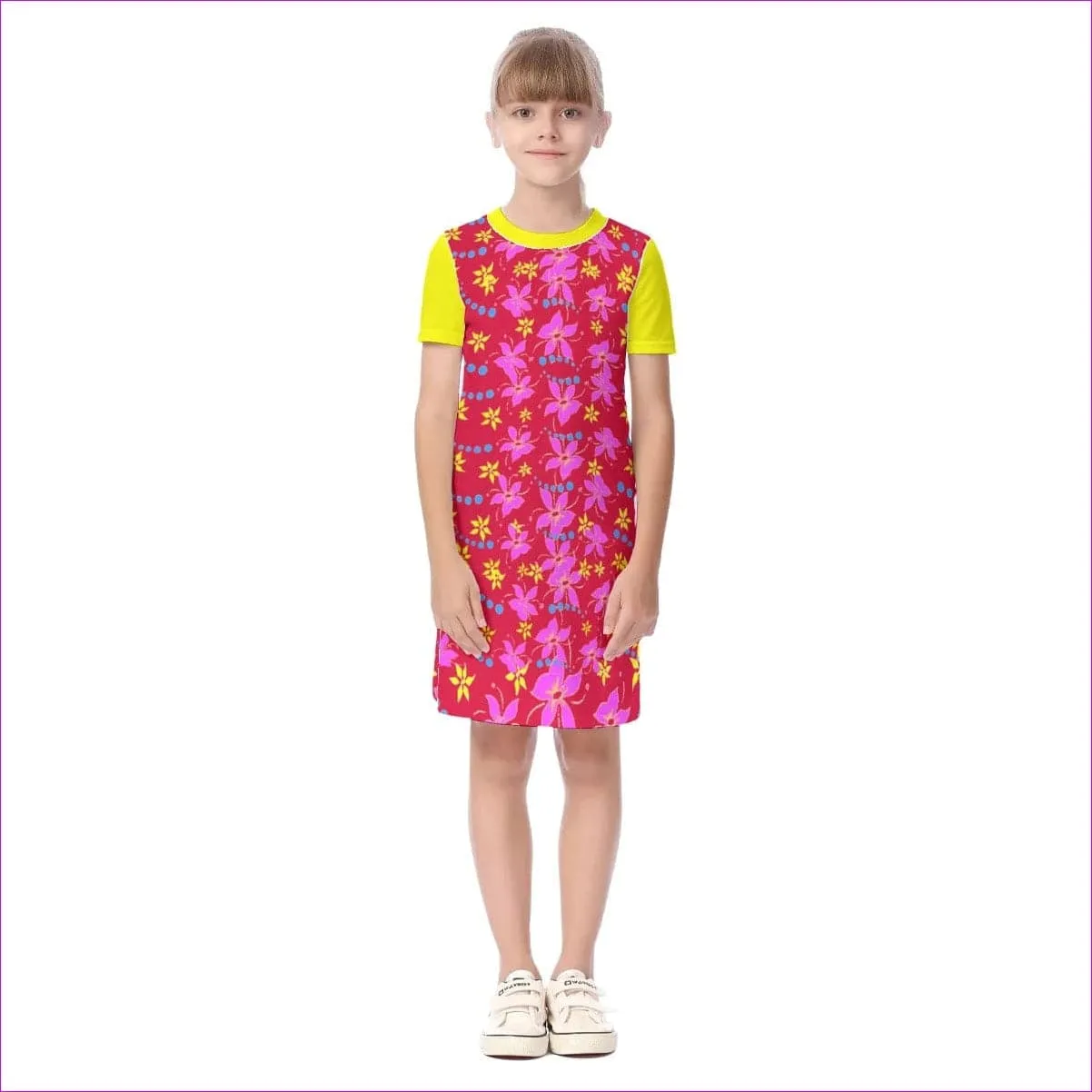 Floral Wear Kids Girls Short Sleeve Dress