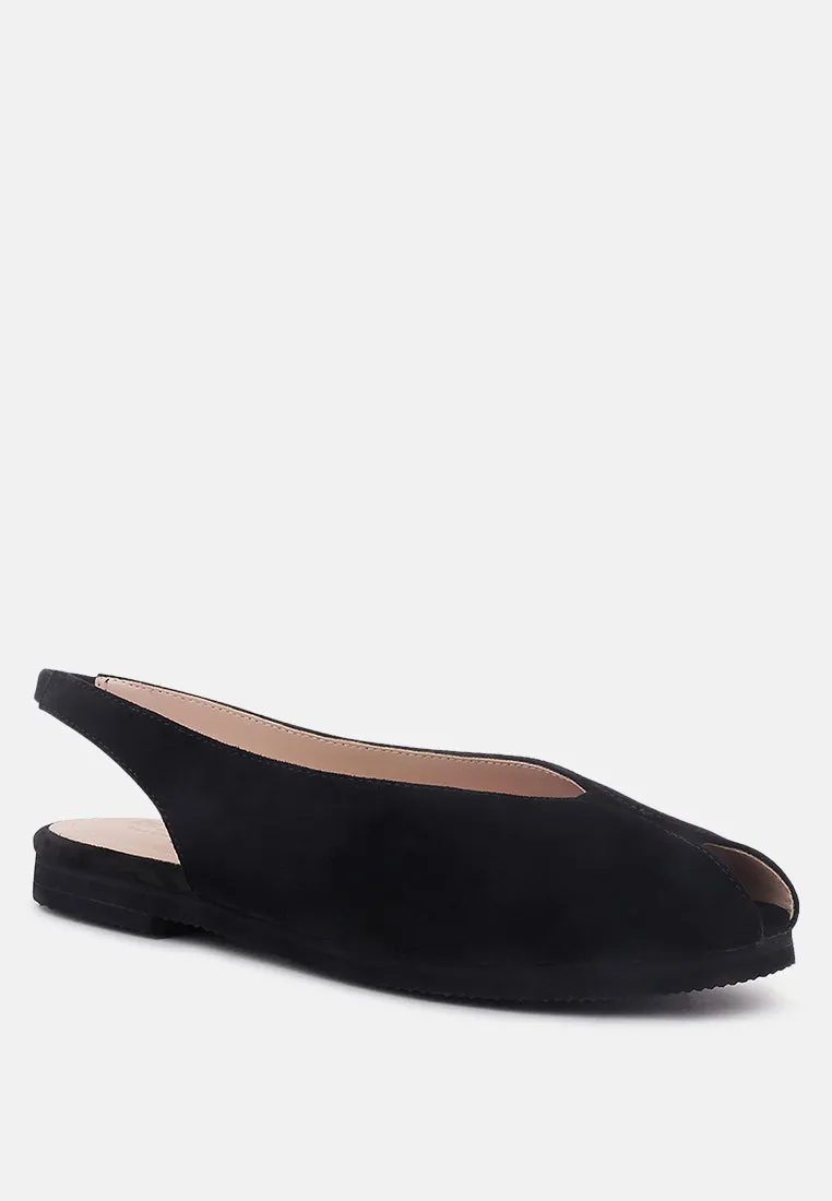 GRETCHEN Black Slingback Flat Sandals