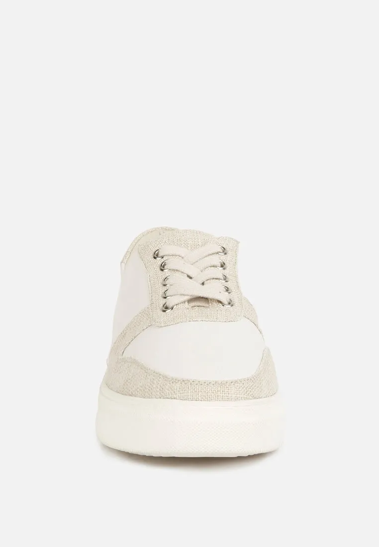 KJAER Dual Tone Leather Sneakers in Off White