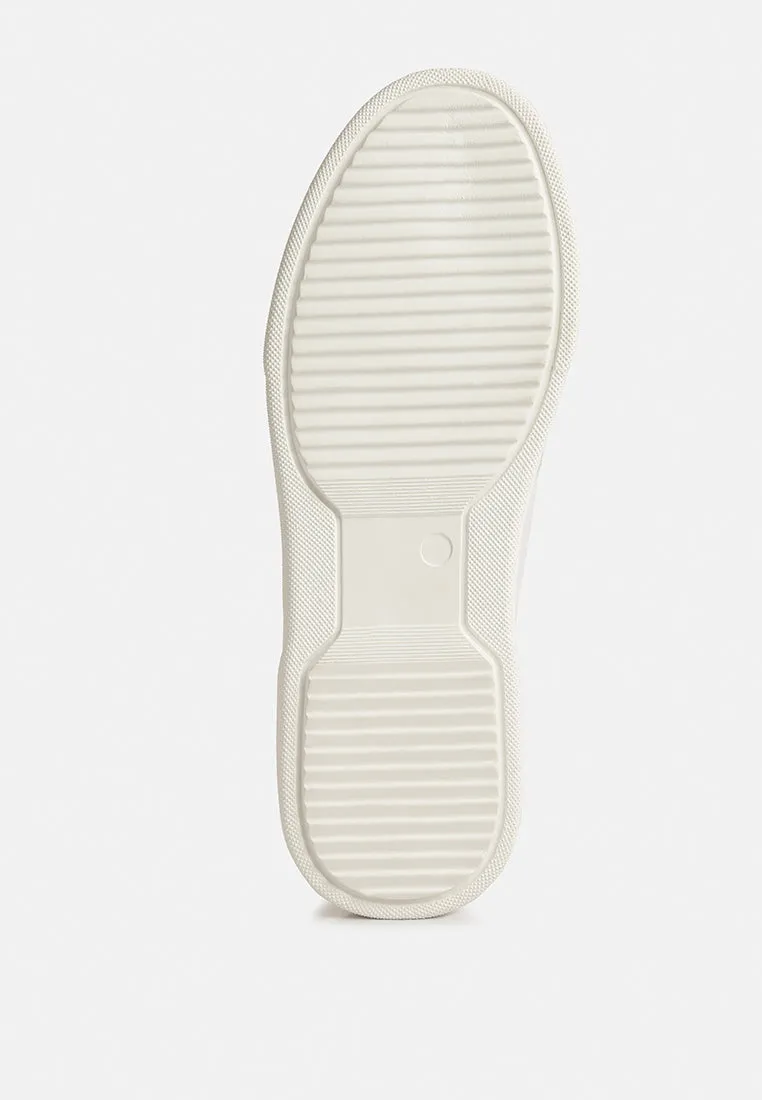 KJAER Dual Tone Leather Sneakers in Off White