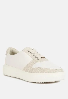 KJAER Dual Tone Leather Sneakers in Off White