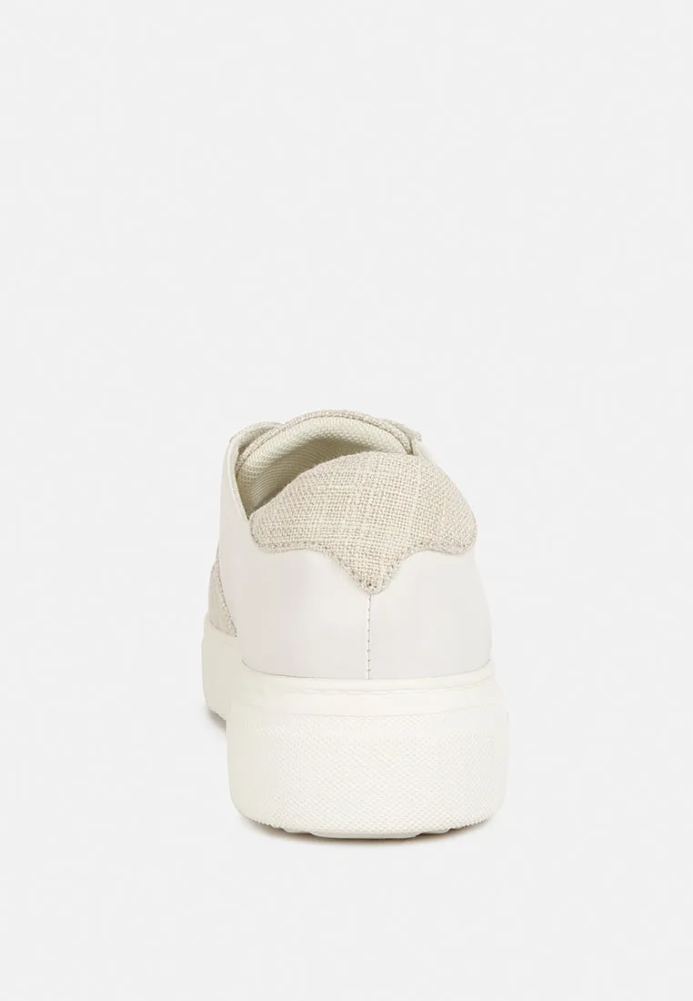 KJAER Dual Tone Leather Sneakers in Off White