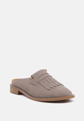 LENA Taupe Genuine Suede Mules