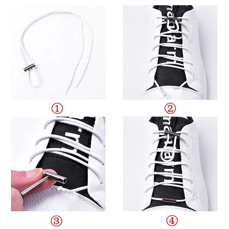 Lock & Go No-Tie Shoelaces - Elastic Laces with Metal Lock Button