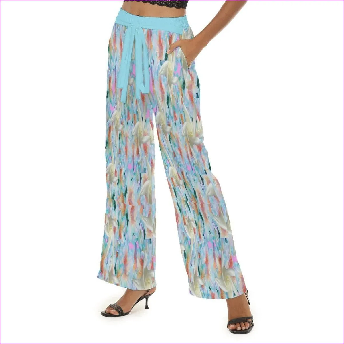 Midnight Floral Womens Casual Straight-leg Pants