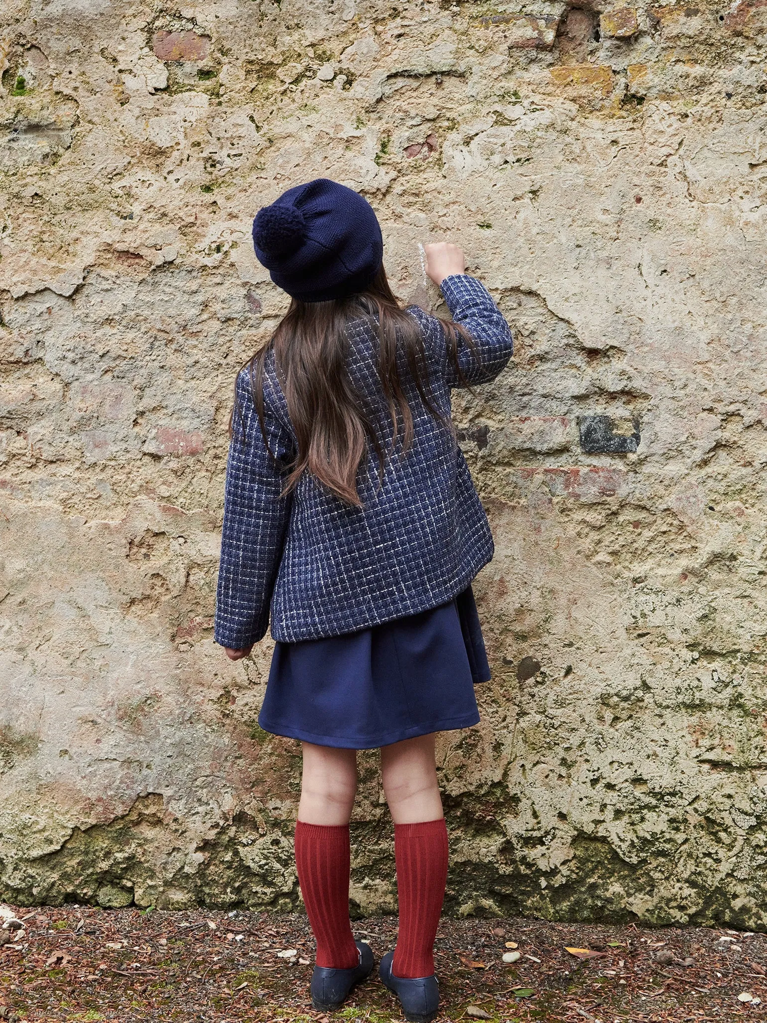 Navy Check Gabriella Girl Jacket