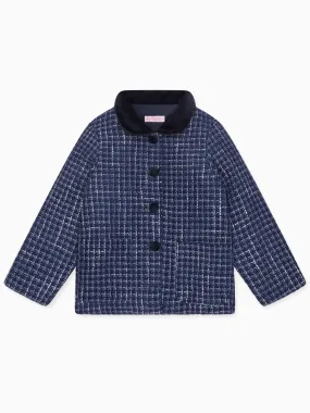 Navy Check Gabriella Girl Jacket