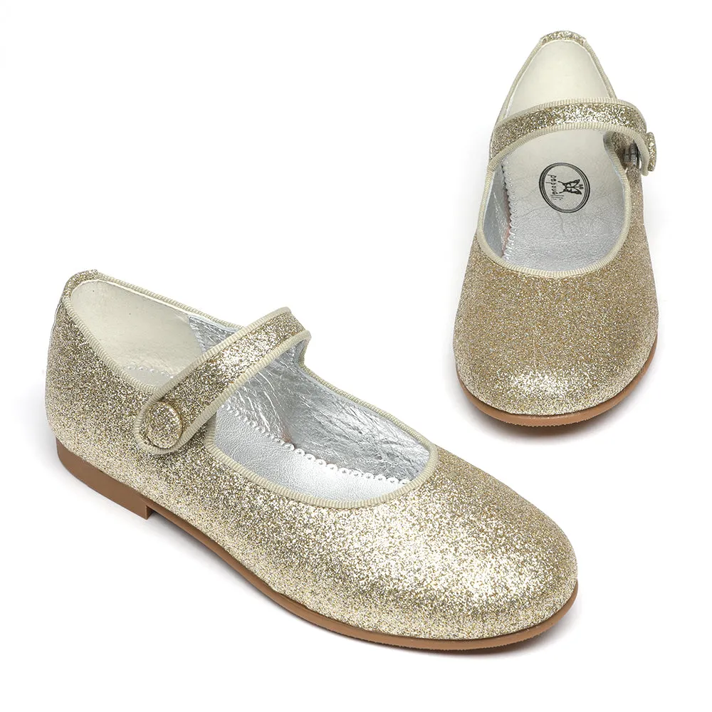 Platinum Glittery Flats