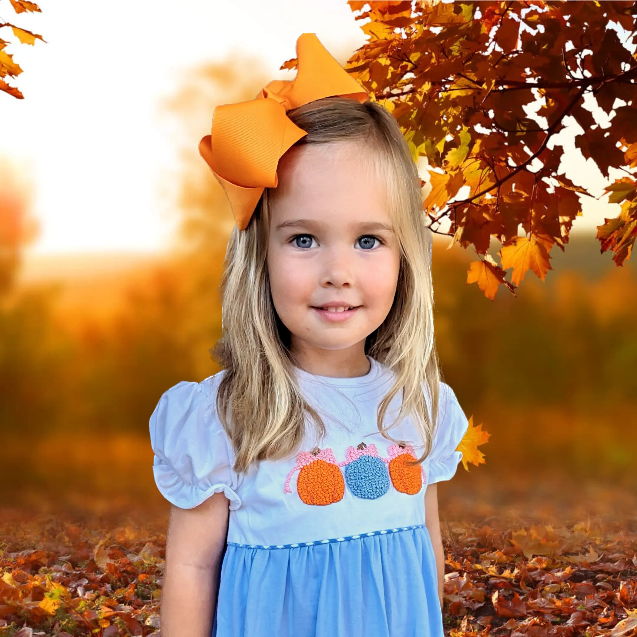 Pumpkin French Knot Dress on Soft Knit