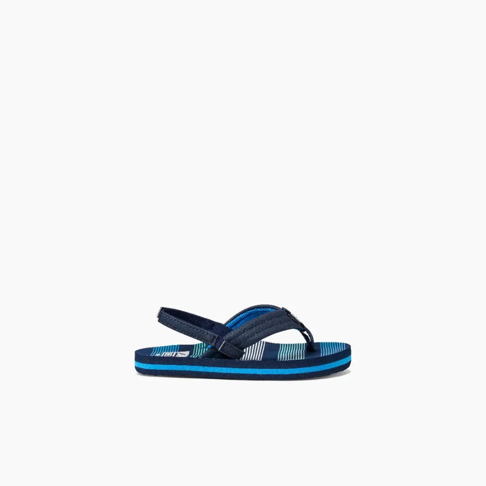 Reef Boys Little Ahi Flip Flop w/ Backstrap Deep Sea Stripes