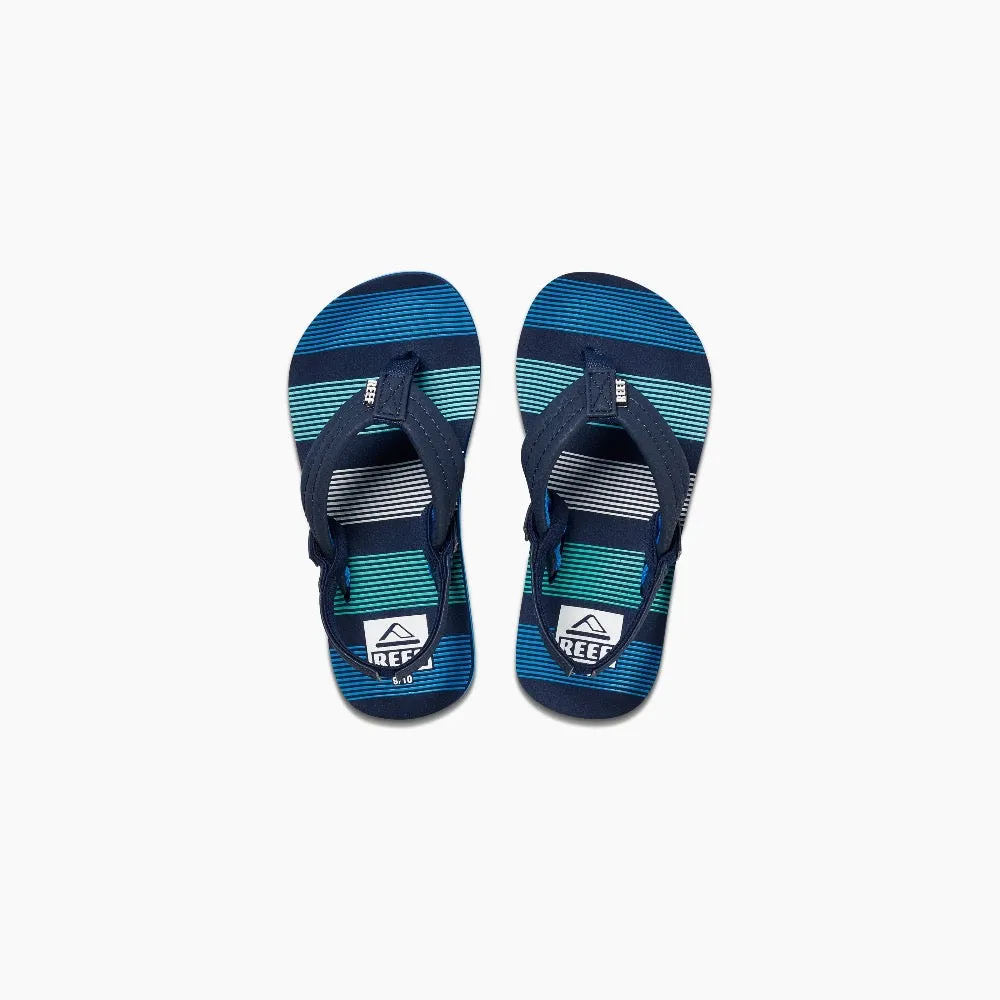 Reef Boys Little Ahi Flip Flop w/ Backstrap Deep Sea Stripes