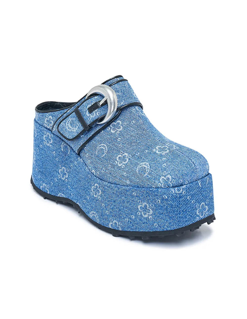 Regenerated Denim Moonogram Wedges