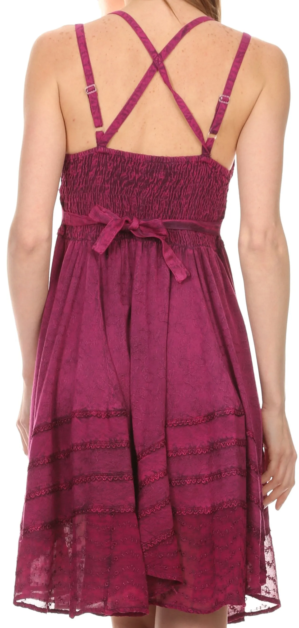 Sakkas Fedelle Sleeveless Mid-Length Summer Dress With Cross Over Open Back Straps