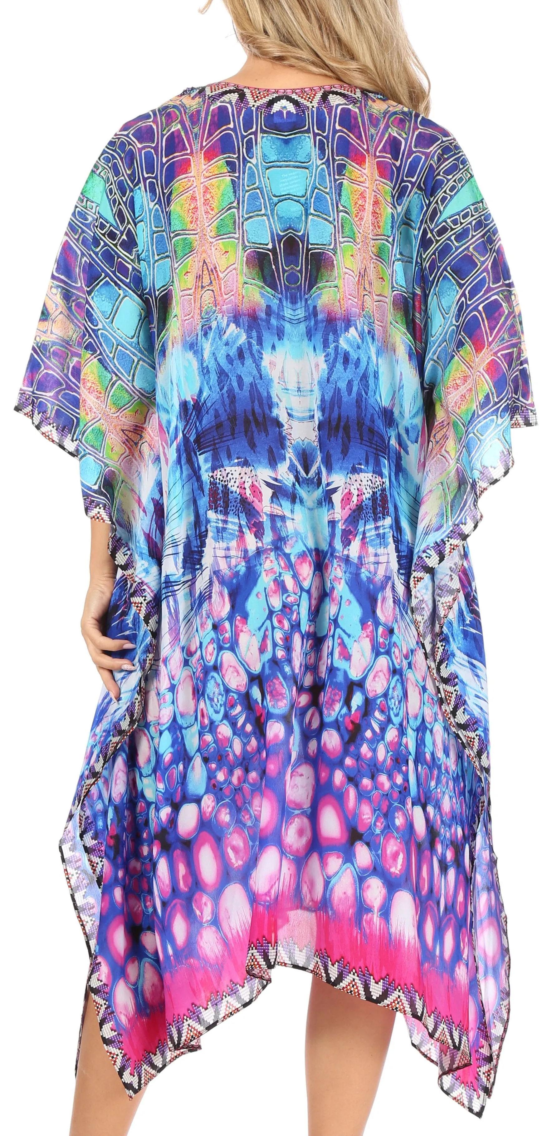 Sakkas Kristy Long Tall Lightweight Caftan Dress / Cover Up With V-Neck Jewels