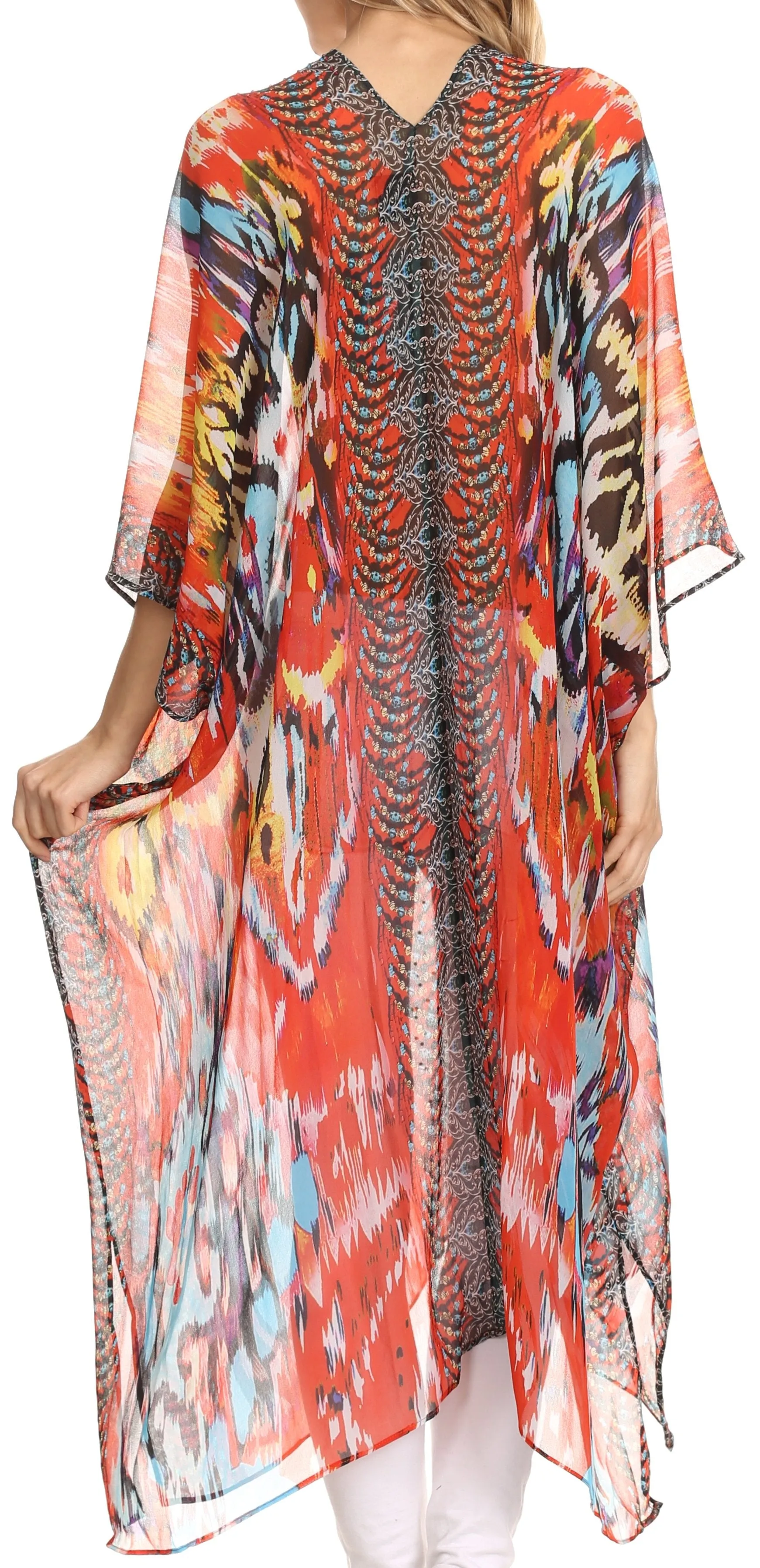 Sakkas Livi Scoop V Neck Wide Mid Length Caftan Dress / Cover Up