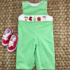 Santa Smocked Christmas Longall in Green