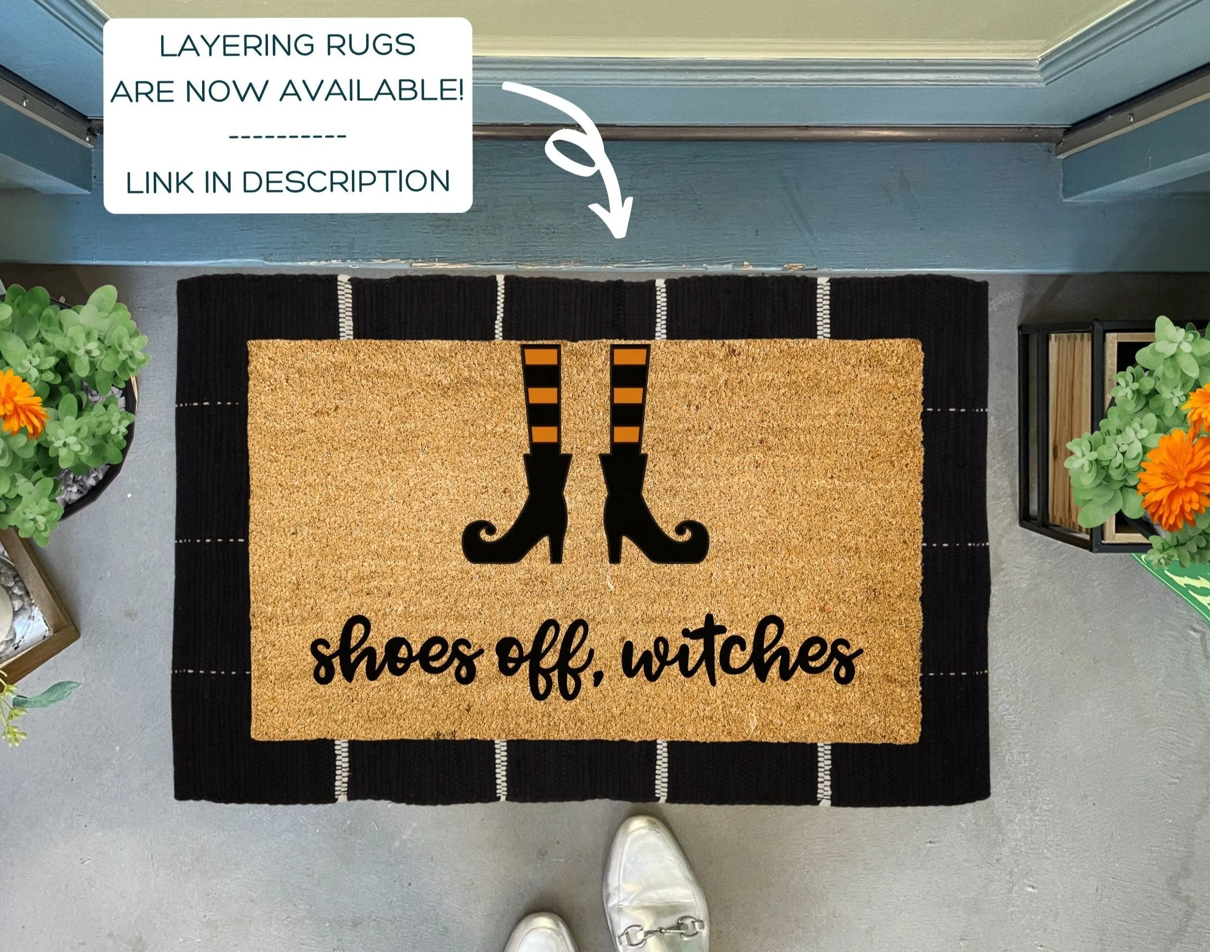 Shoes Off Witches Halloween Doormat