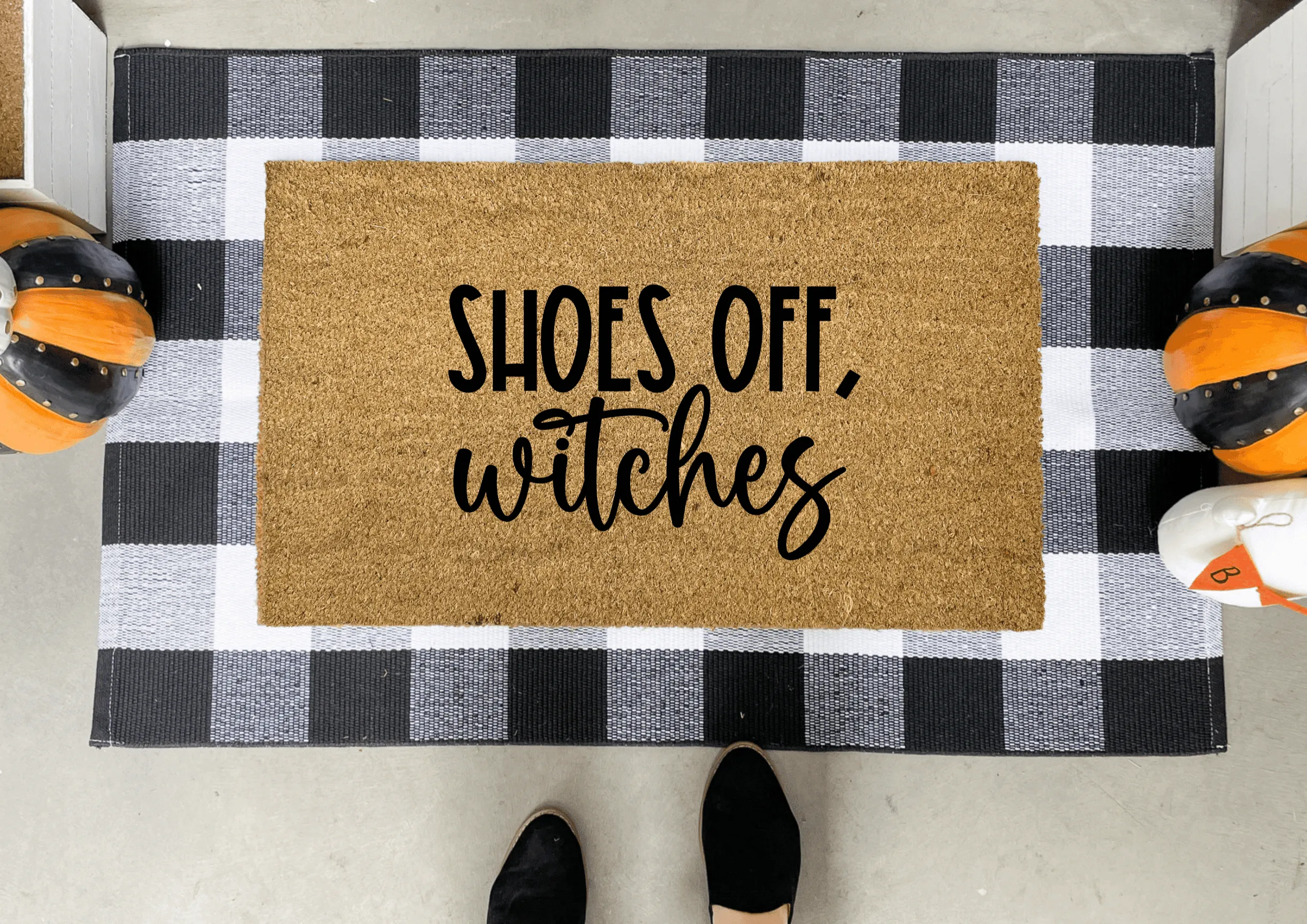 Shoes Off, Witches Outdoor Halloween Doormat