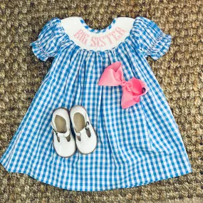 Smocked Big Sister Blue Gingham Dress