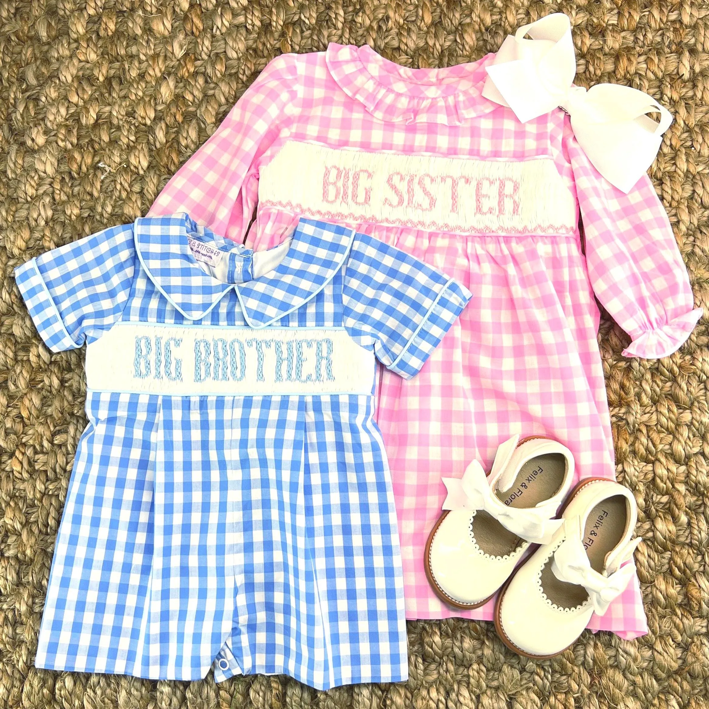 Smocked Big Sister Dress in Long Sleeve Gingham