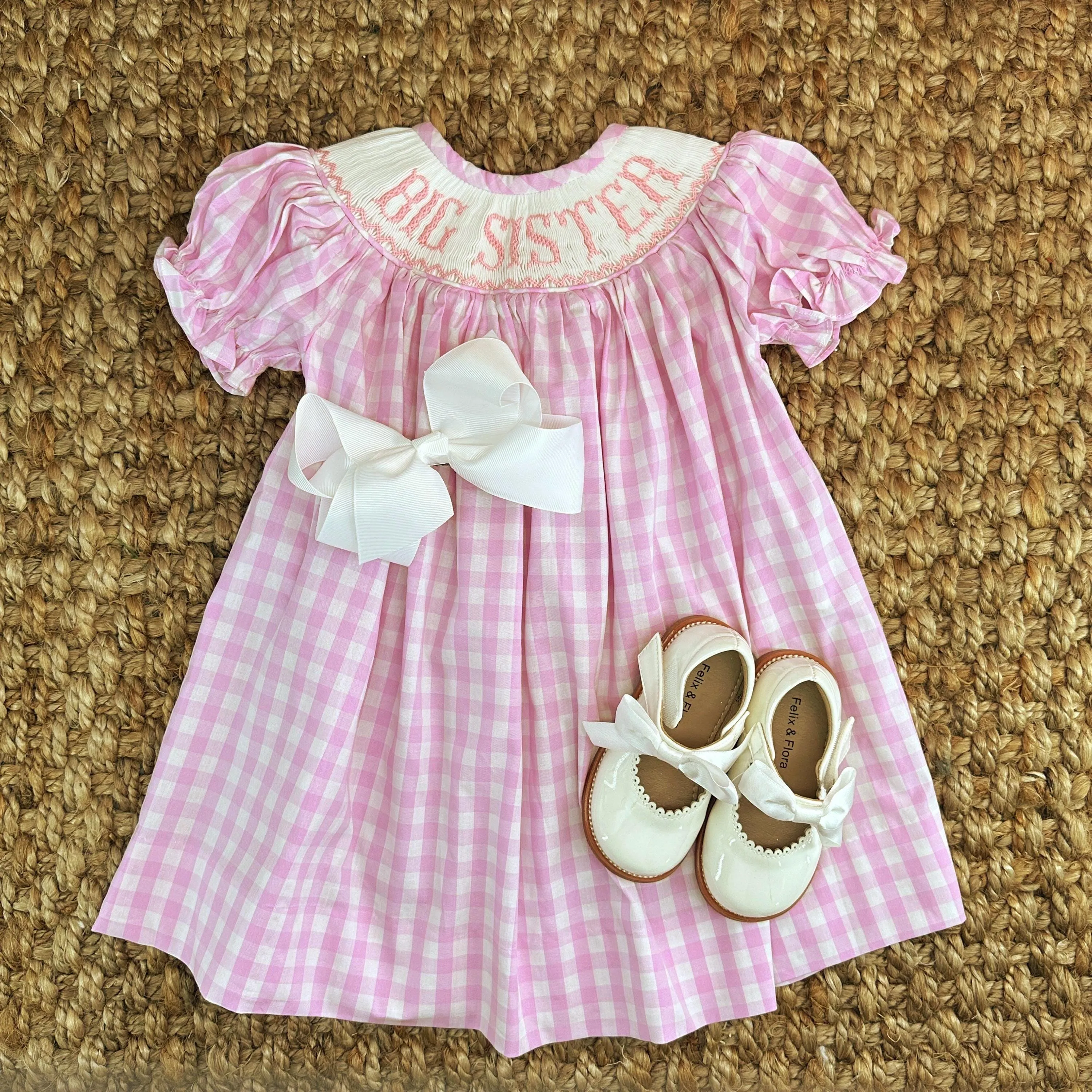 Smocked Big Sister Gingham Bishop Dress