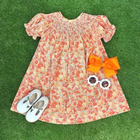 Smocked Fall Florals Bishop Dress