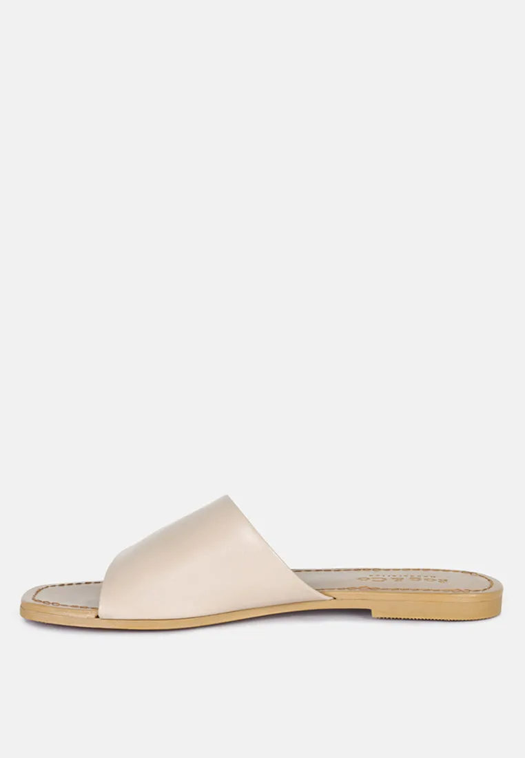 TATAMI Latte Leather Classic Slide Flats