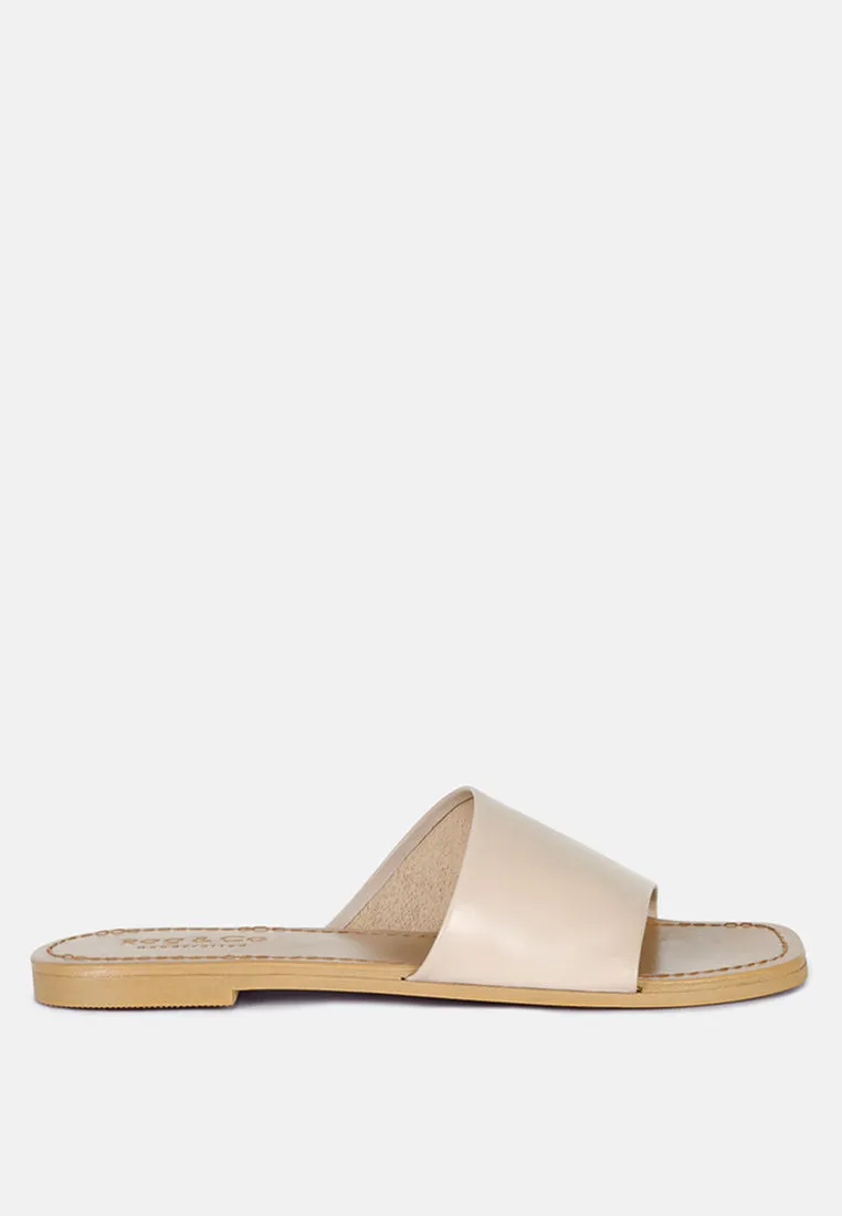 TATAMI Latte Leather Classic Slide Flats