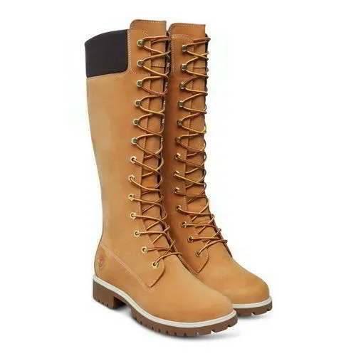 Timberland 14 Inch Tall Womens Ladies Waterproof Wheat Black Boots Size 4-8